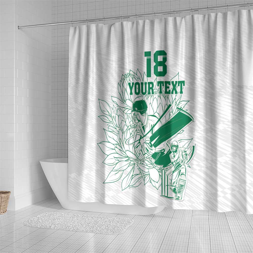 Cricket South Africa Custom Shower Curtain White Version Proteas - African Pride