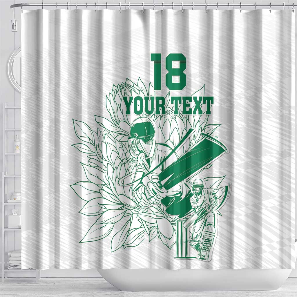 Cricket South Africa Custom Shower Curtain White Version Proteas - African Pride