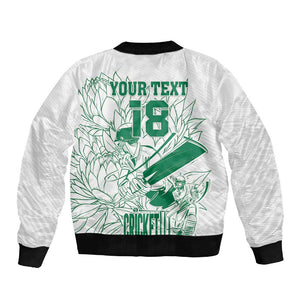Cricket South Africa Custom Sleeve Zip Bomber Jacket White Version Proteas - African Pride