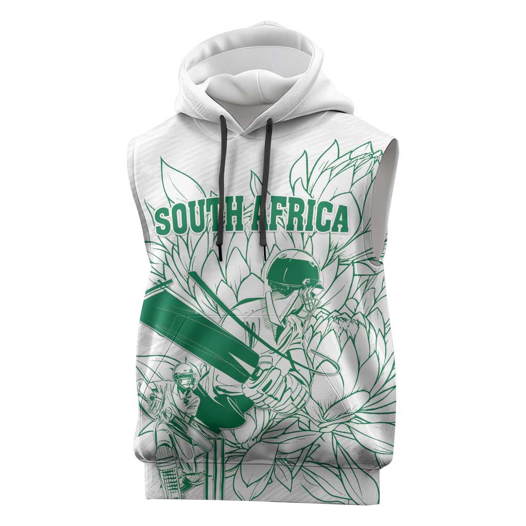 Cricket South Africa Custom Sleeveless Hoodie White Version Proteas - African Pride