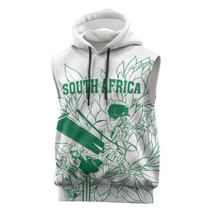 Cricket South Africa Custom Sleeveless Hoodie White Version Proteas - African Pride