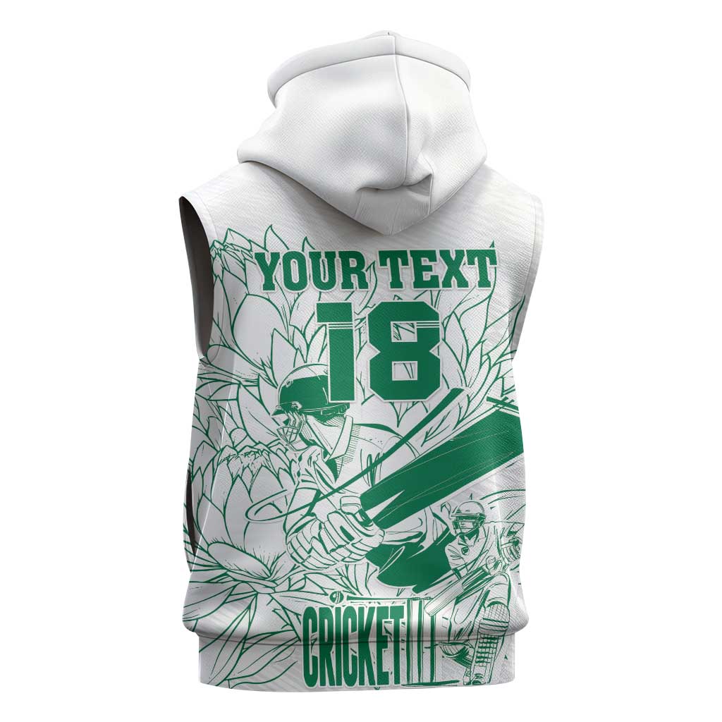 Cricket South Africa Custom Sleeveless Hoodie White Version Proteas - African Pride