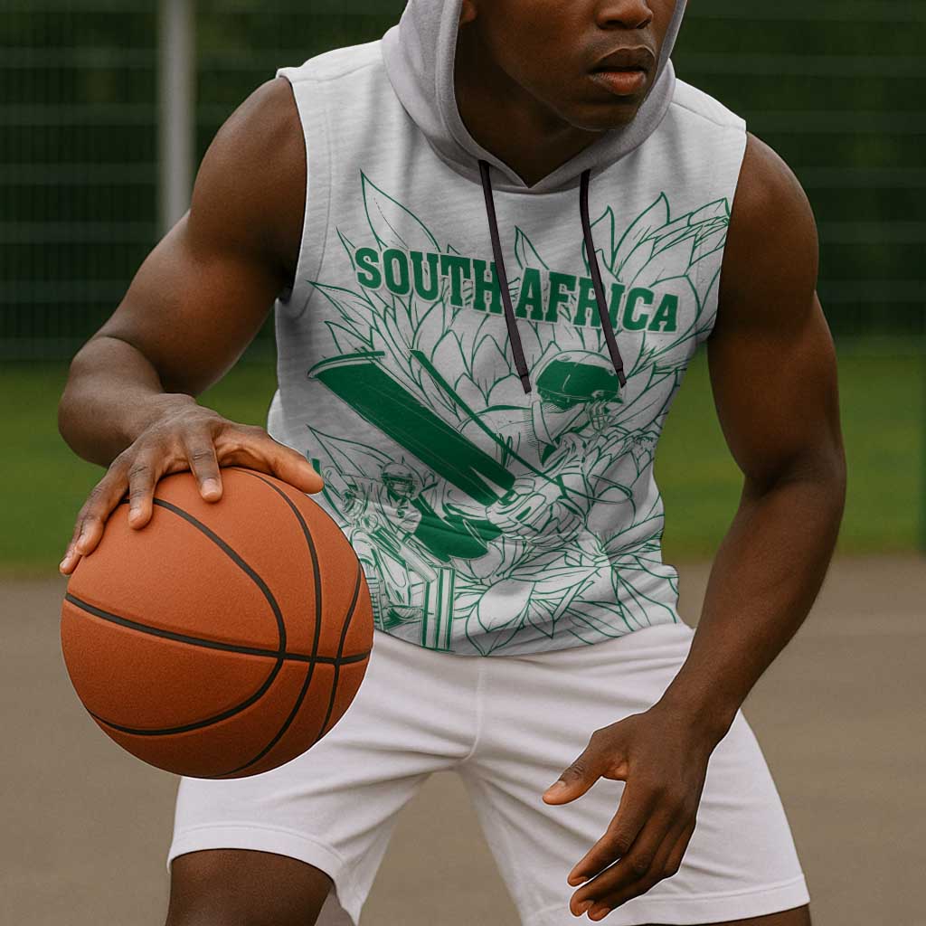 Cricket South Africa Custom Sleeveless Hoodie White Version Proteas - African Pride