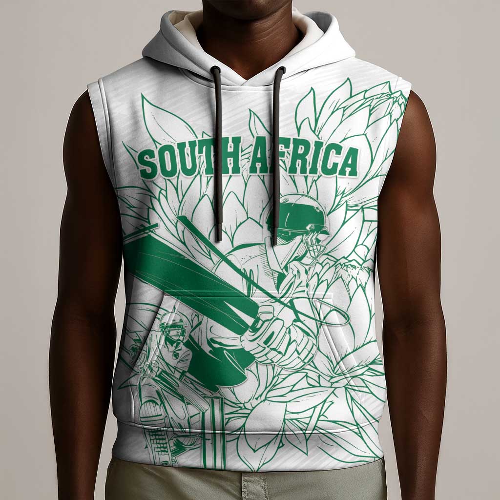 Cricket South Africa Custom Sleeveless Hoodie White Version Proteas - African Pride