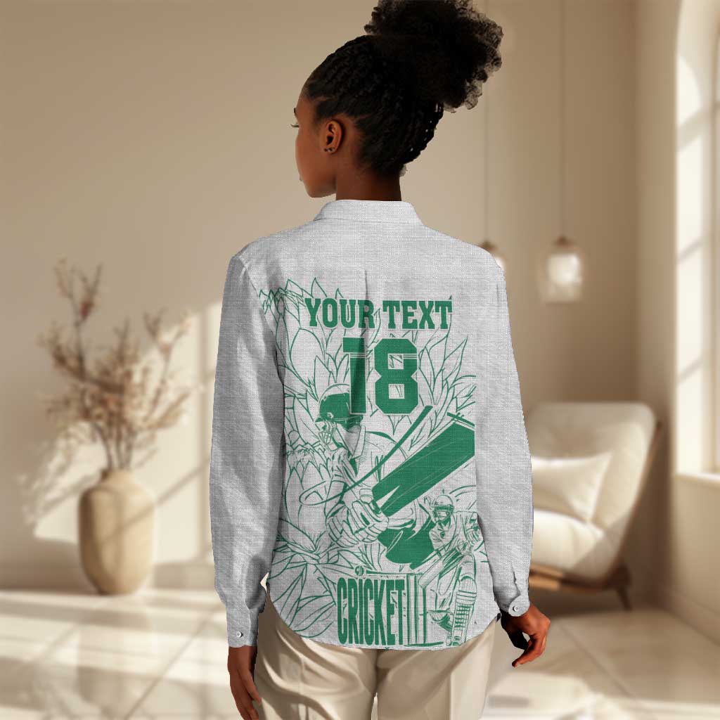Cricket South Africa Custom Women Casual Shirt White Version Proteas - African Pride