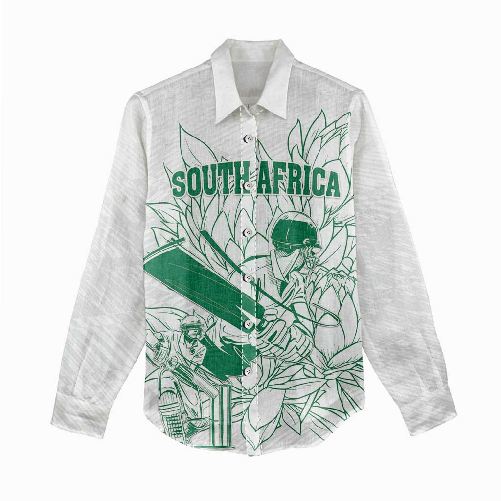 Cricket South Africa Custom Women Casual Shirt White Version Proteas - African Pride