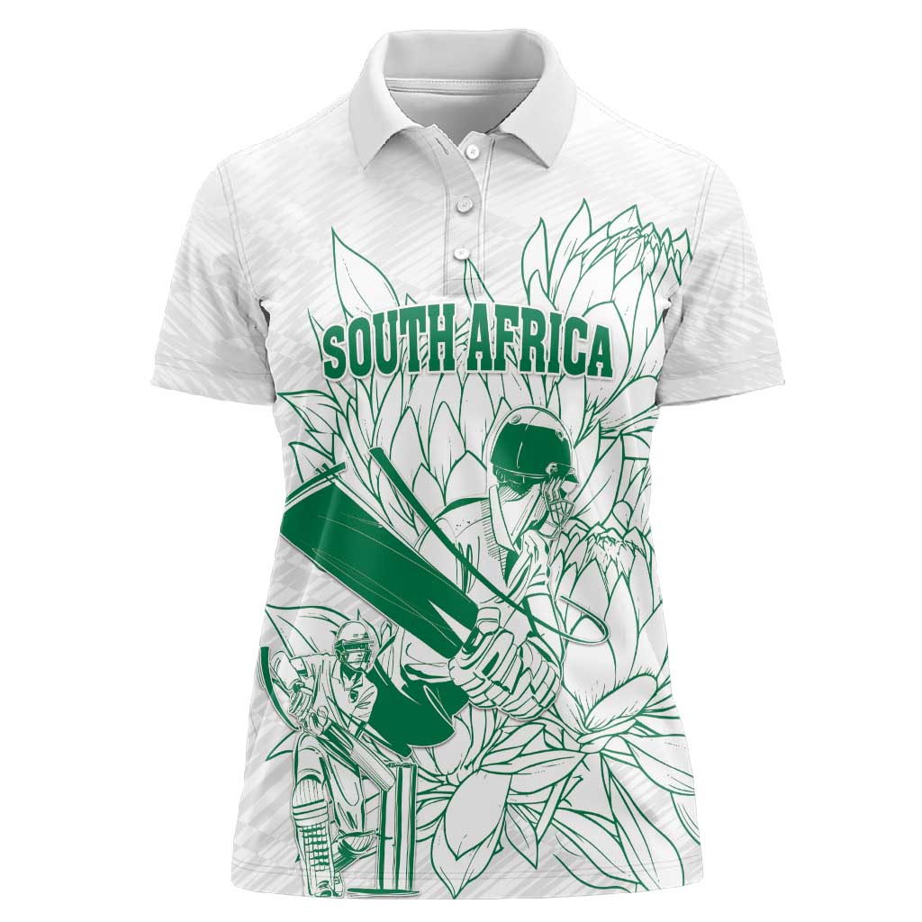 Cricket South Africa Custom Women Polo Shirt White Version Proteas - African Pride