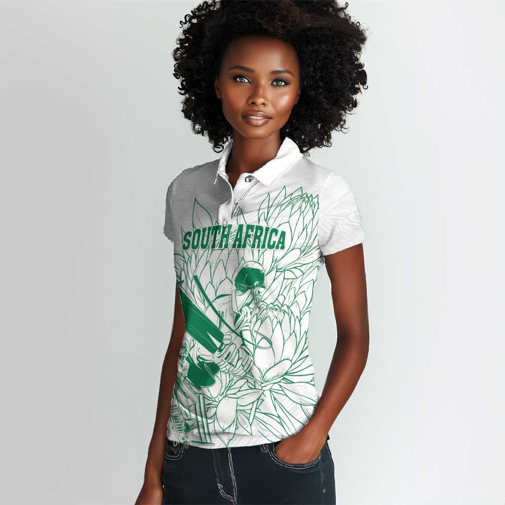 Cricket South Africa Custom Women Polo Shirt White Version Proteas - African Pride