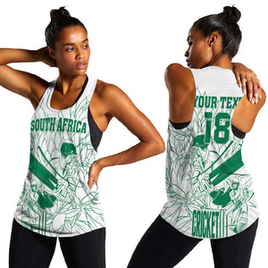 Cricket South Africa Custom Women Racerback Tank White Version Proteas - African Pride