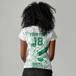 Cricket South Africa Custom Women V-Neck T-Shirt White Version Proteas - African Pride