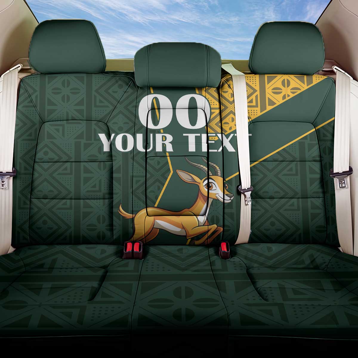 Springbok Driver Cover Custom South Africa Springbok Jumping Back Car Seat Cover With Kente ...