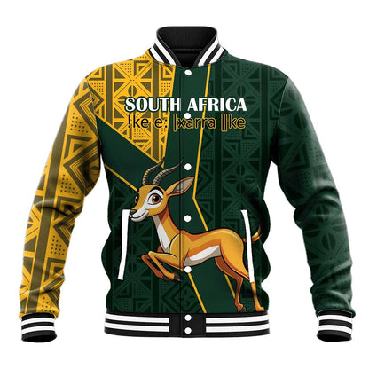 Custom South Africa Springbok Jumping Baseball Jacket With Kente Patterns LT18