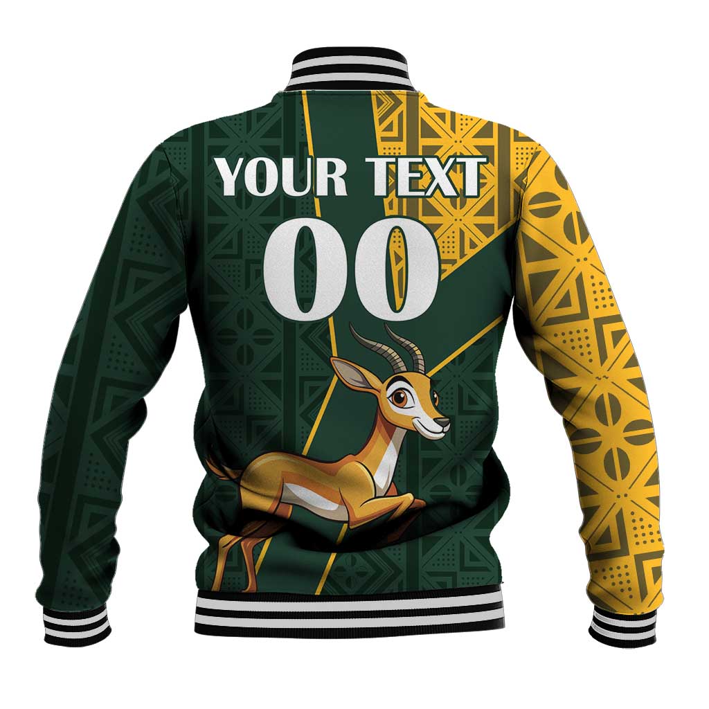 Custom South Africa Springbok Jumping Baseball Jacket With Kente Patterns LT18