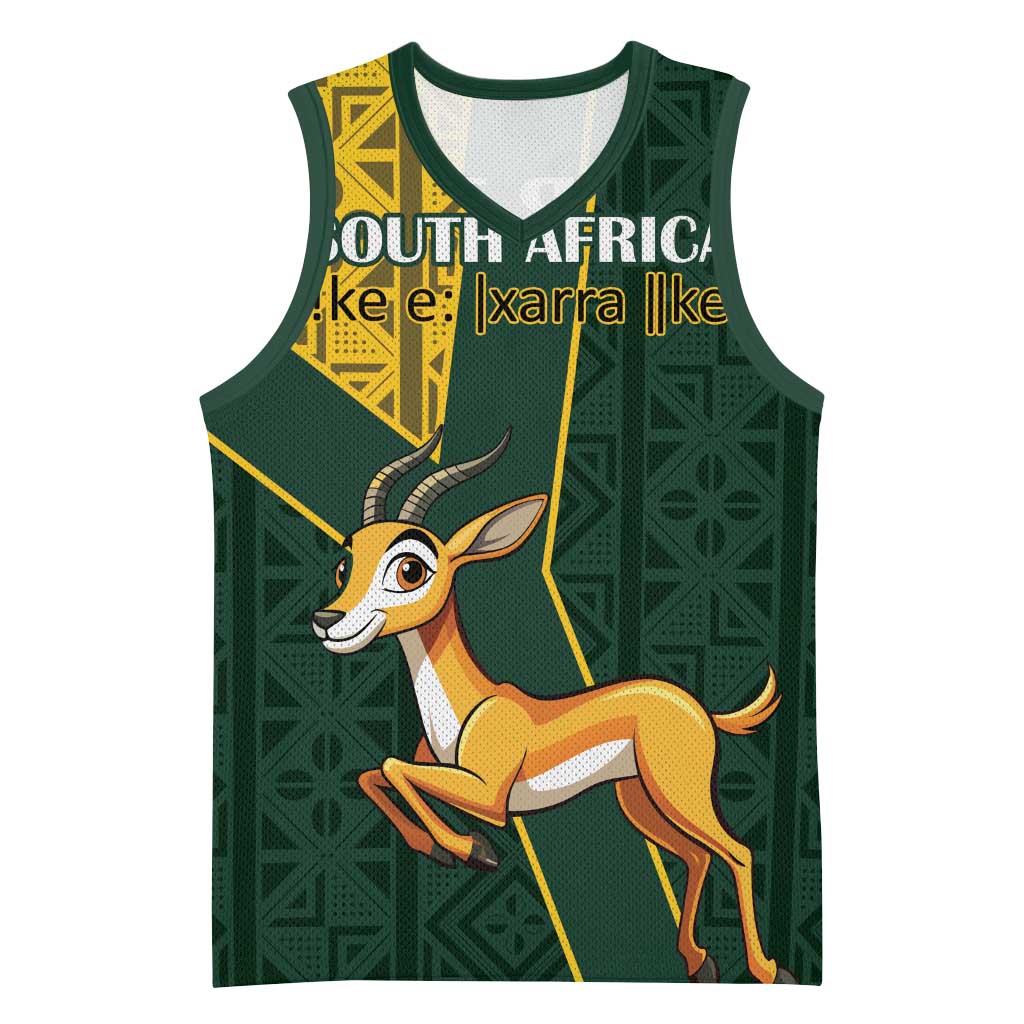 Custom South Africa Springbok Jumping Basketball Jersey With Kente Patterns - African Pride
