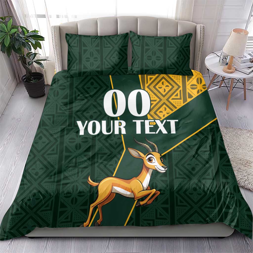 Custom South Africa Springbok Jumping Bedding Set With Kente Patterns