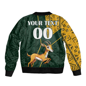 Custom South Africa Springbok Jumping Bomber Jacket With Kente Patterns
