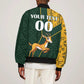 Custom South Africa Springbok Jumping Bomber Jacket With Kente Patterns