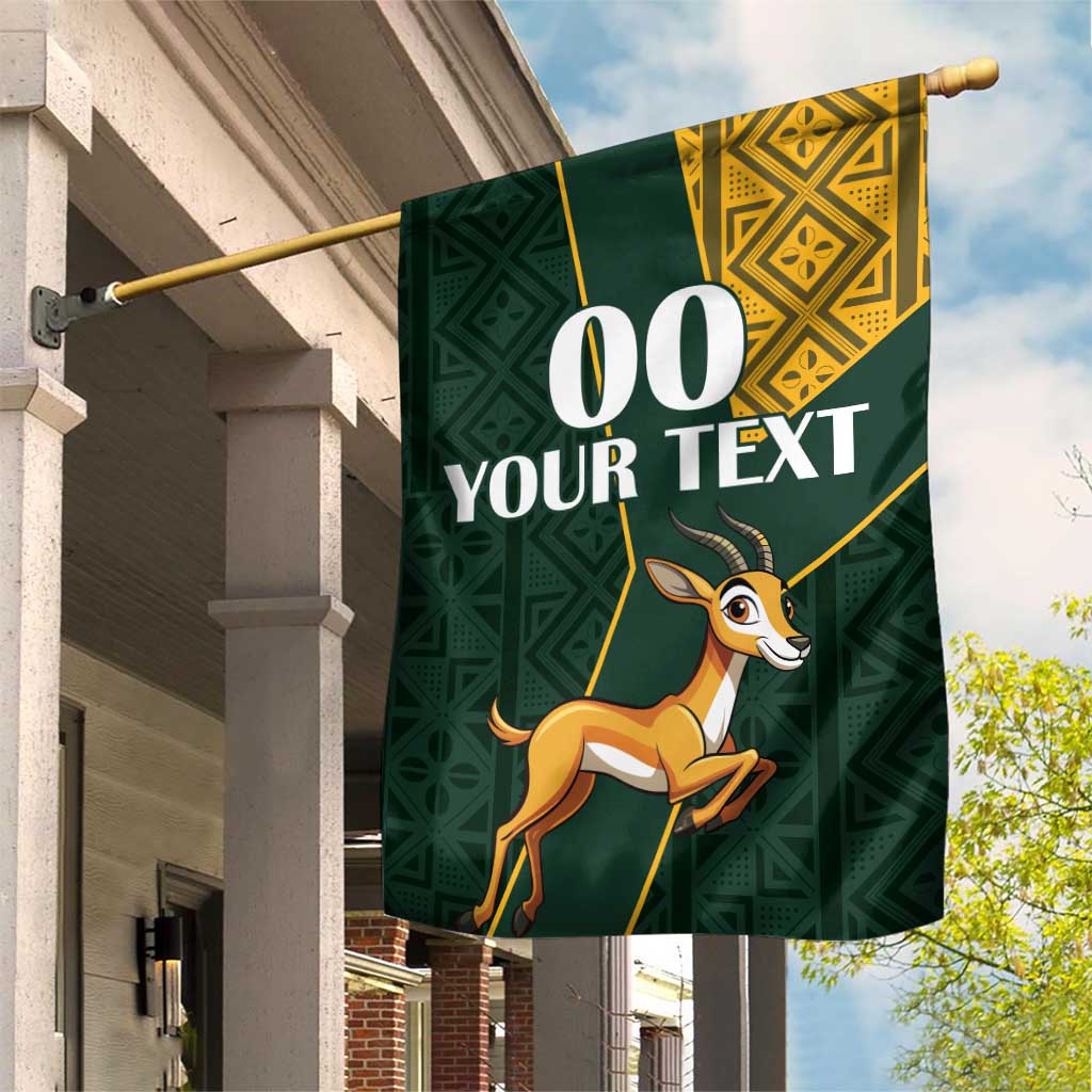 Springbokke Flag Custom South Africa Springbok Jumping Garden Flag With Kente Patterns ...