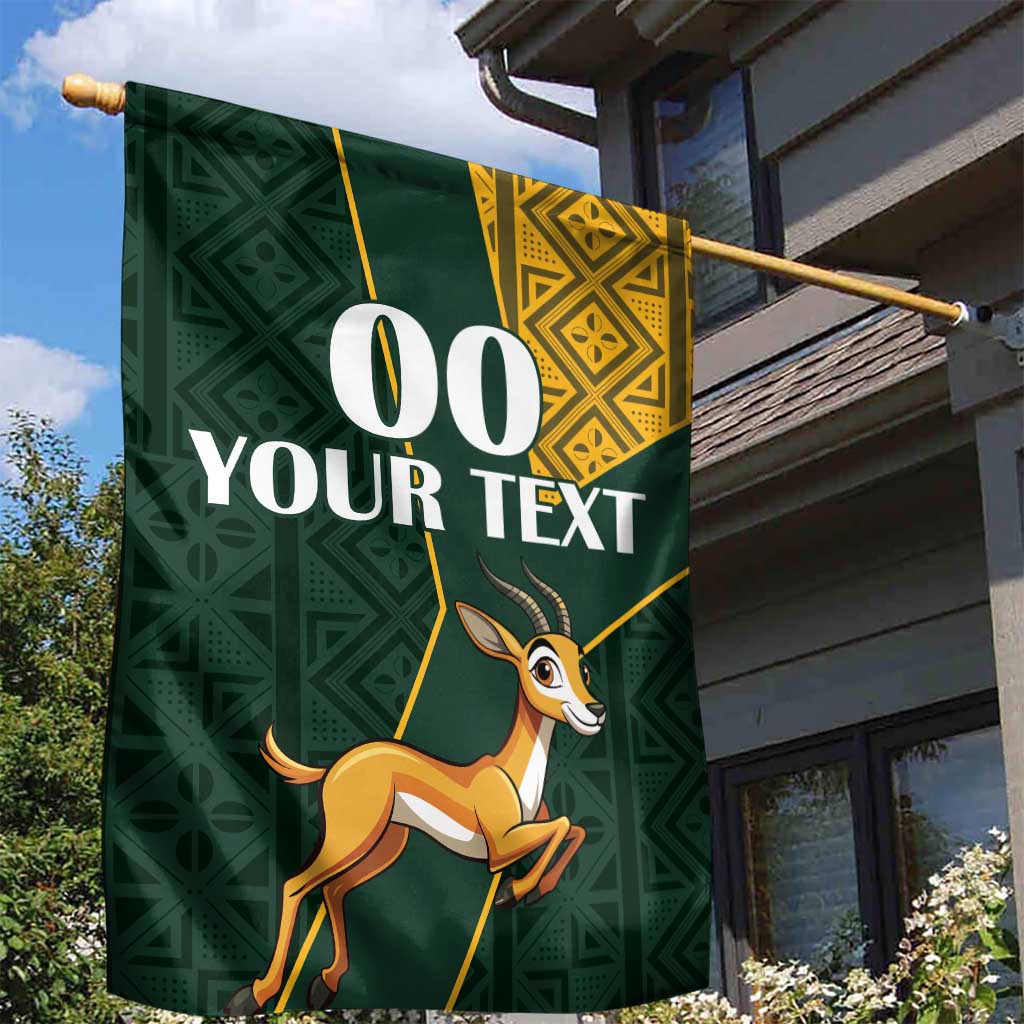 Springbokke Flag Custom South Africa Springbok Jumping Garden Flag With Kente Patterns ...