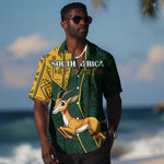 Custom South Africa Springbok Jumping Hawaiian Shirt With Kente Patterns