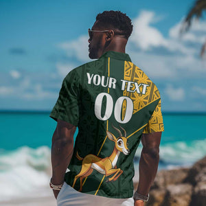 Custom South Africa Springbok Jumping Hawaiian Shirt With Kente Patterns