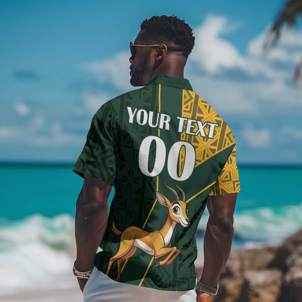 Custom South Africa Springbok Jumping Hawaiian Shirt With Kente Patterns