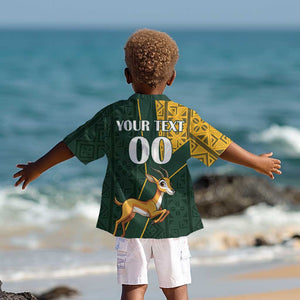 Custom South Africa Springbok Jumping Kid Hawaiian Shirt With Kente Patterns