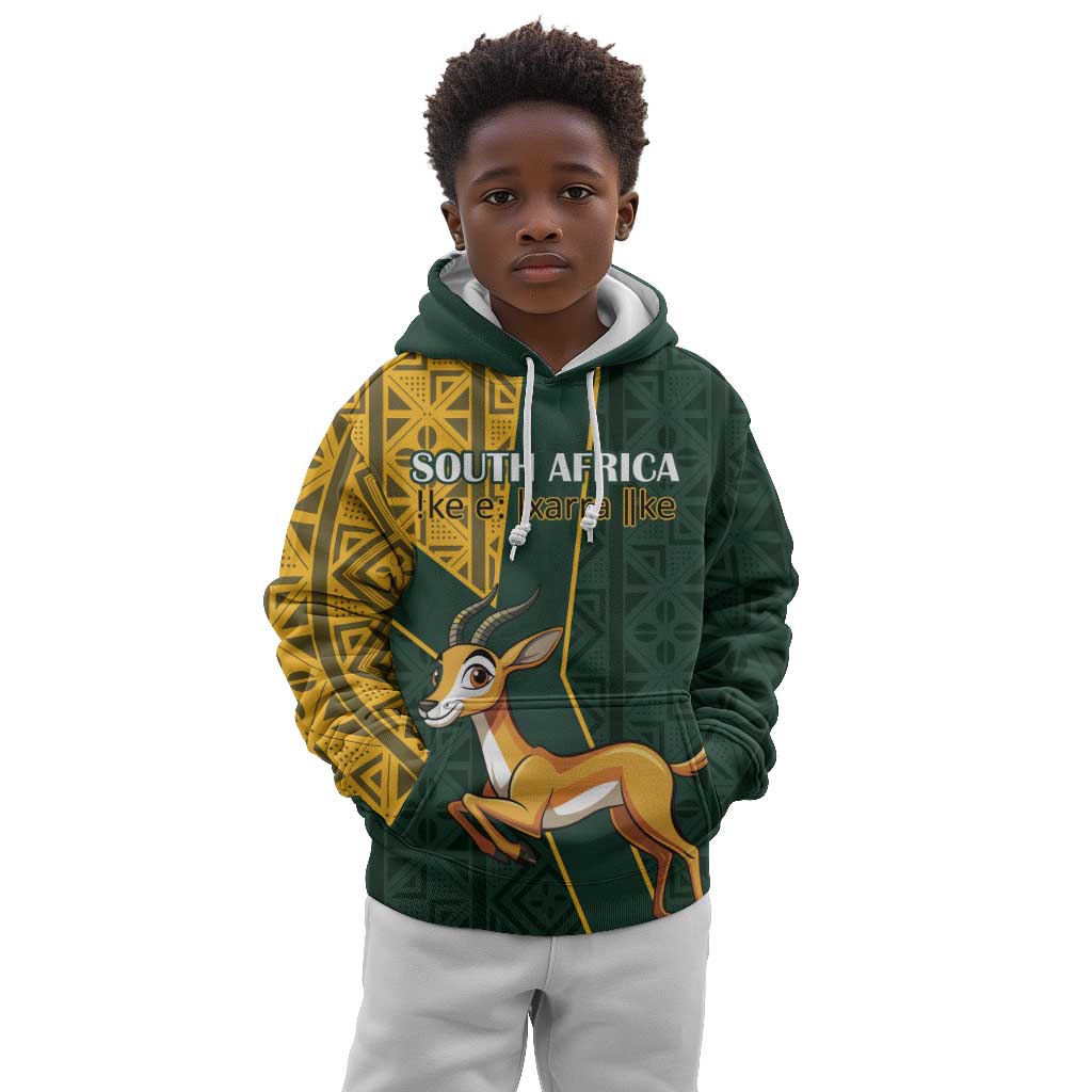Custom South Africa Springbok Jumping Kid Hoodie With Kente Patterns by ...