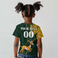 Custom South Africa Springbok Jumping Kid T shirt With Kente Patterns