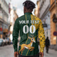 Custom South Africa Springbok Jumping Long Sleeve Button Shirt With Kente Patterns