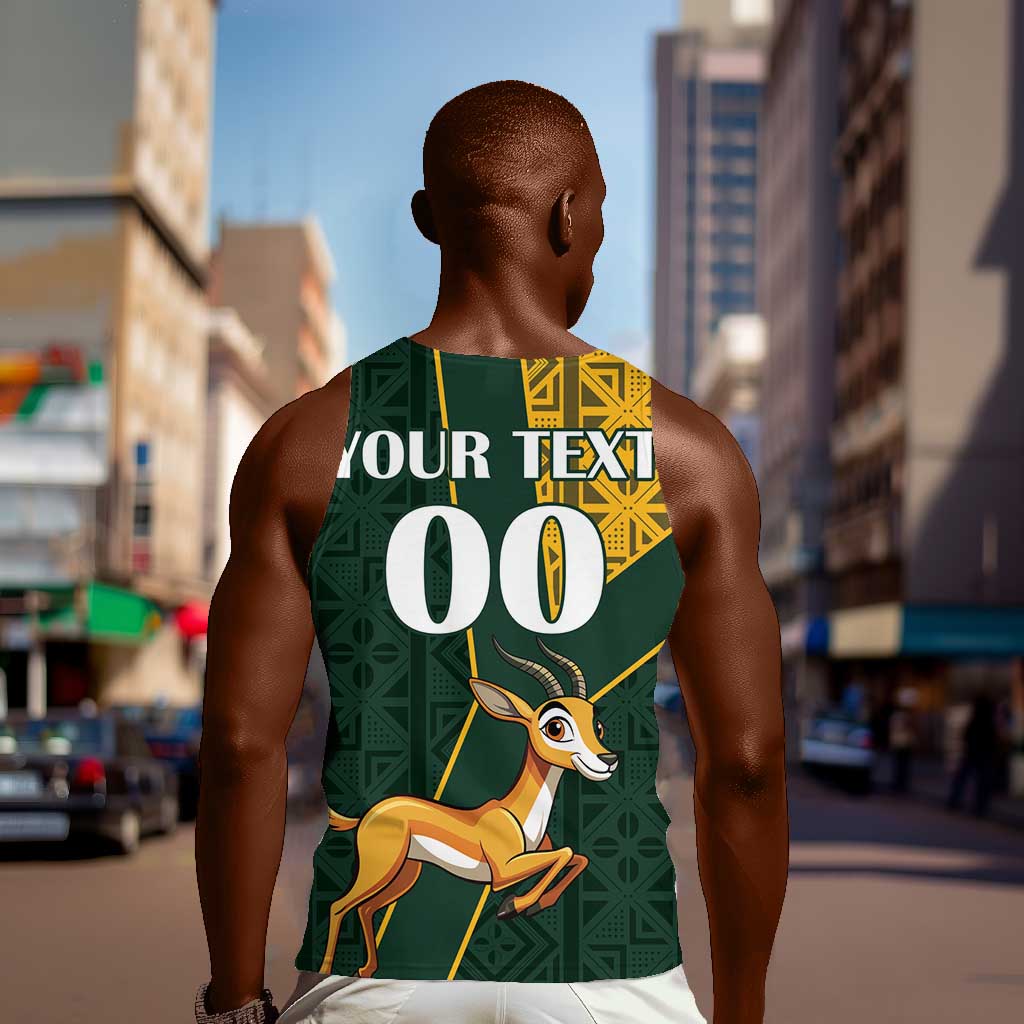 Custom South Africa Springbok Jumping Men Tank Top With Kente Patterns