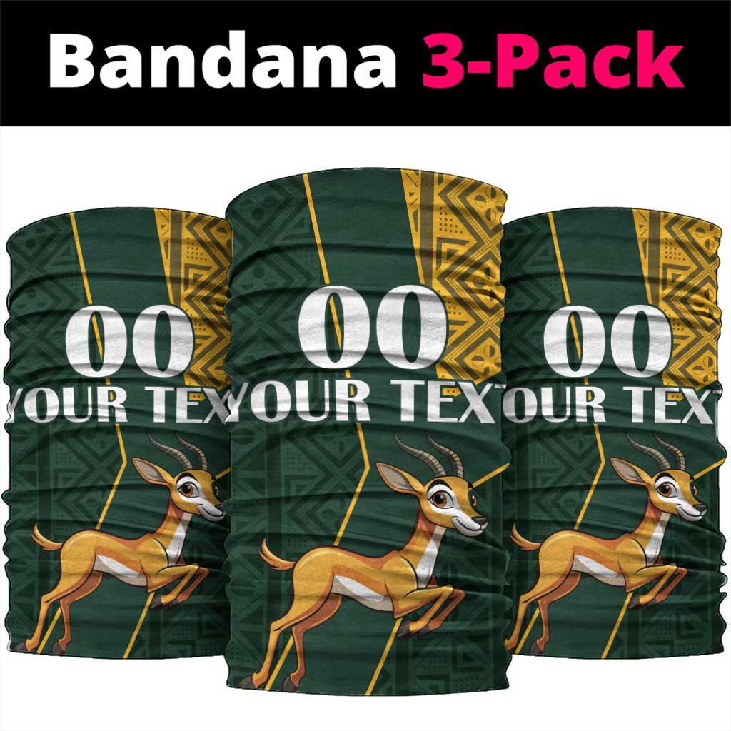 Custom South Africa Springbok Jumping Neck Gaiter Kente Patterns LT18