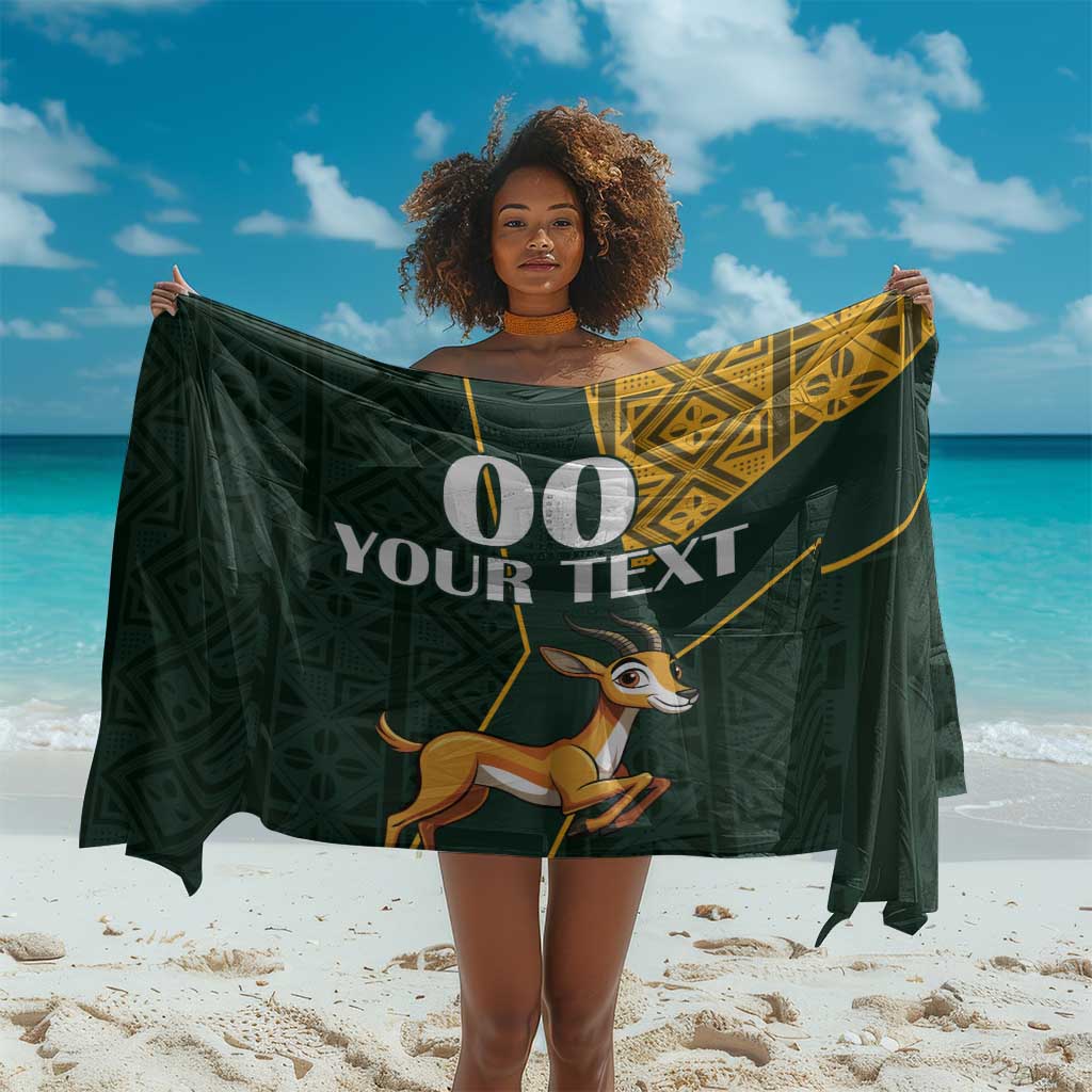 Custom South Africa Springbok Jumping Sarong With Kente Patterns by ...