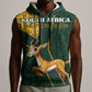 Custom South Africa Springbok Jumping Sleeveless Hoodie With Kente Patterns - African Pride