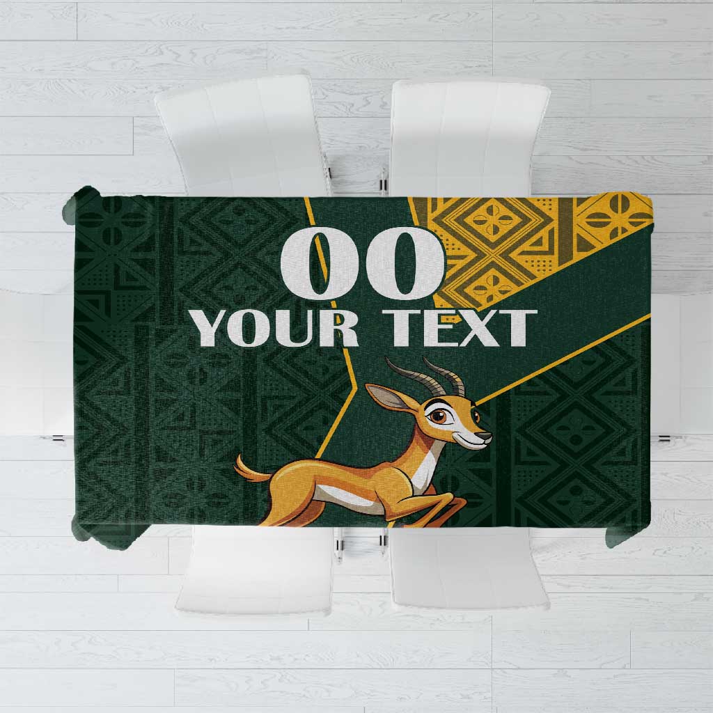 Springboks Pattern Custom South Africa Springbok Jumping Tablecloth With Kente Patterns by ...