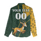 Custom South Africa Springbok Jumping Women Casual Shirt With Kente Patterns LT18
