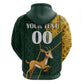 Custom South Africa Springbok Jumping Zip Hoodie With Kente Patterns