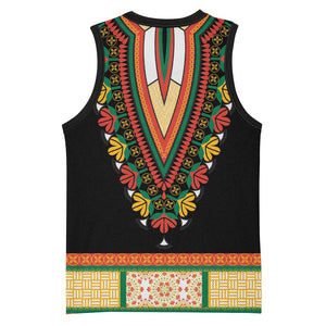 Africa Dashiki Basketball Jersey Embroidery Neckline Floral Pattern - African Pride