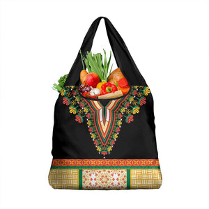 Africa Dashiki Grocery Bag Embroidery Neckline Floral Pattern