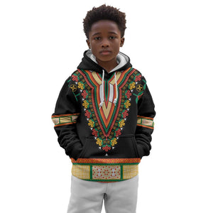 Africa Dashiki Kid Hoodie Embroidery Neckline Floral Pattern