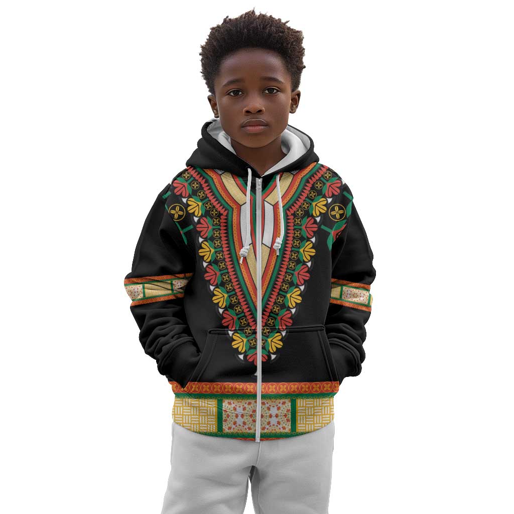 Africa Dashiki Kid Hoodie Embroidery Neckline Floral Pattern