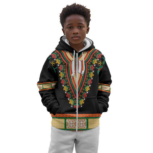 Africa Dashiki Kid Hoodie Embroidery Neckline Floral Pattern