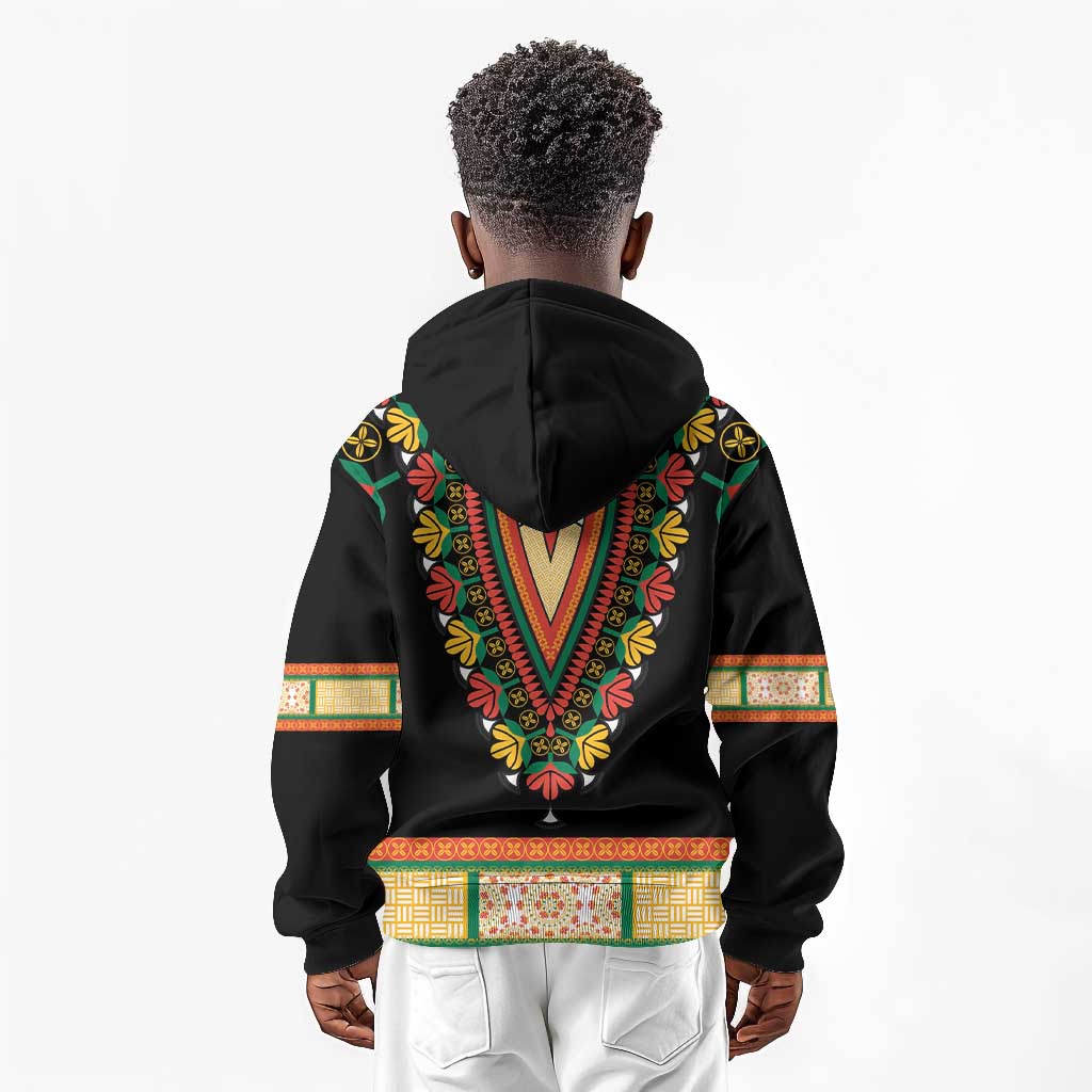 Africa Dashiki Kid Hoodie Embroidery Neckline Floral Pattern