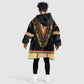 Africa Dashiki KId Wearable Blanket Hoodie Embroidery Neckline Floral Pattern