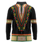 Africa Dashiki Long Sleeve Polo Shirt Embroidery Neckline Floral Pattern