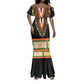 Africa Dashiki Mermaid Dress Embroidery Neckline Floral Pattern