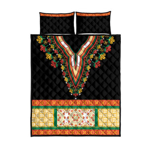 Africa Dashiki Quilt Bed Set Embroidery Neckline Floral Pattern