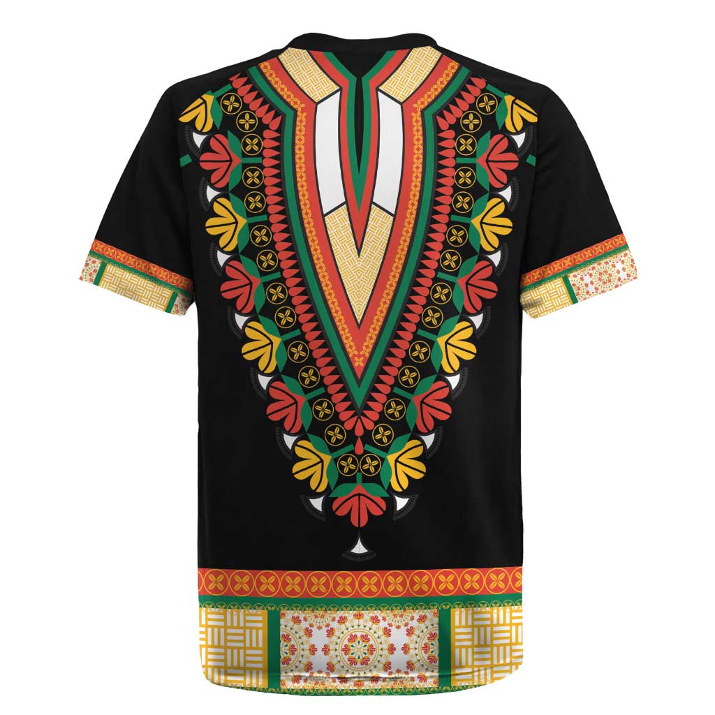 Africa Dashiki Rugby Jersey Embroidery Neckline Floral Pattern