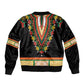 Africa Dashiki Sleeve Zip Bomber Jacket Embroidery Neckline Floral Pattern