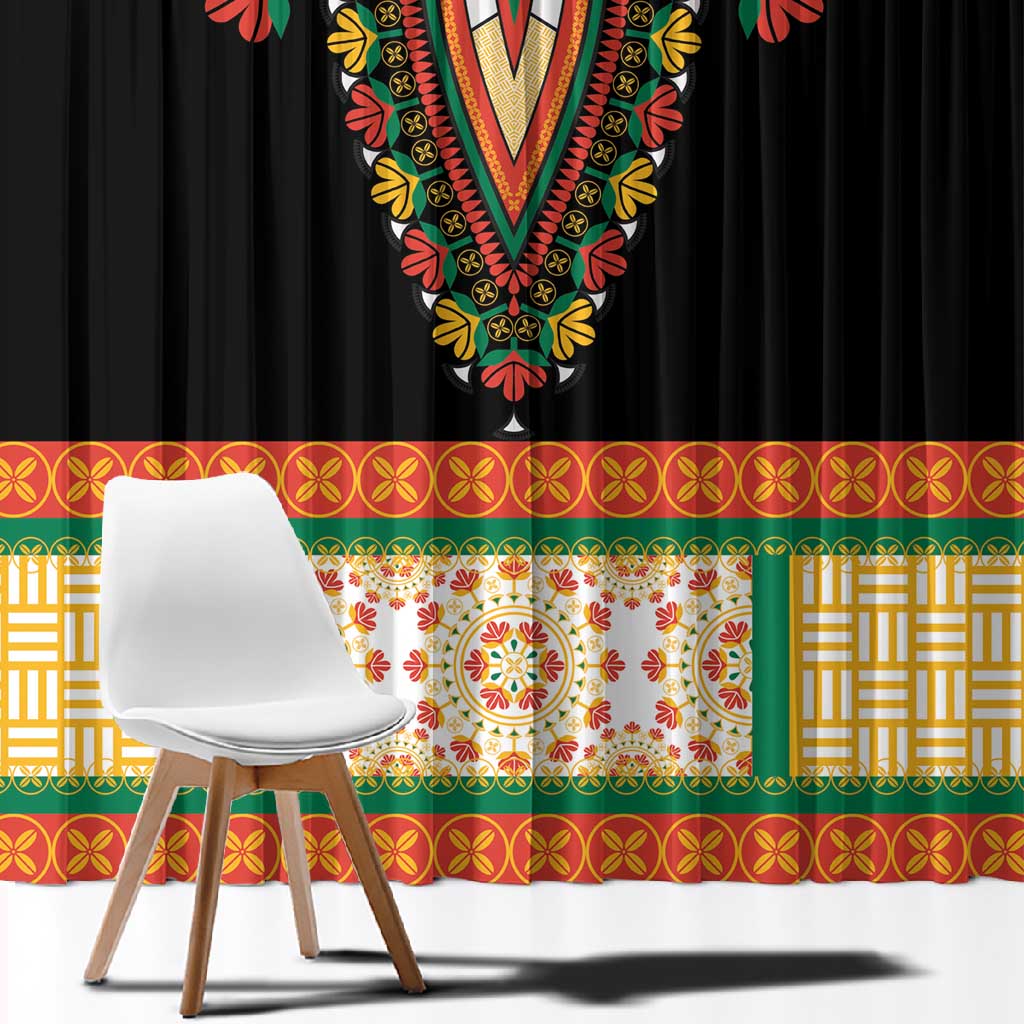Africa Dashiki Window Curtain Embroidery Neckline Floral Pattern